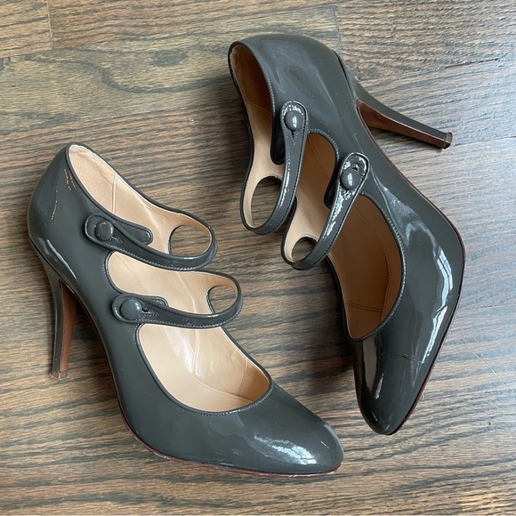 J. Crew Mona Mary Jane Pumps Heel Dark Gray Size 10 - Picture 2 of 13